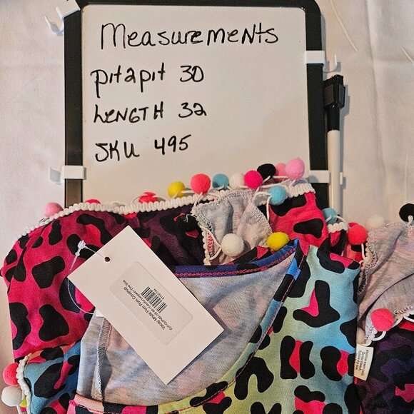 NWT Jess Lea Vacay Mode Pom Po Swimsuit Coverup Dress One Size Fits 0-10 Leopard - Picture 9 of 9